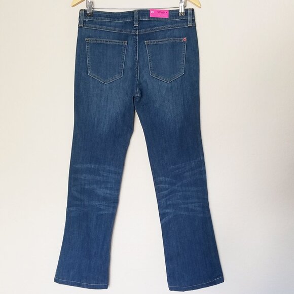 NEW SPANX Women's 28 Slim X Bootcut Jeans Blue Stretch Flare Denim "Hemmed" 27.5 - Picture 3 of 14